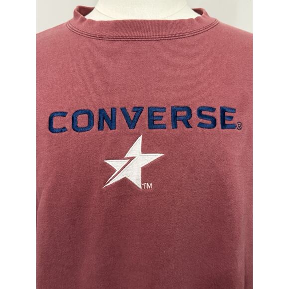 Vintage Converse Sweatshirt Mens L Embroidered All Star Y2K Pullover Crew Salmon - Picture 2 of 3